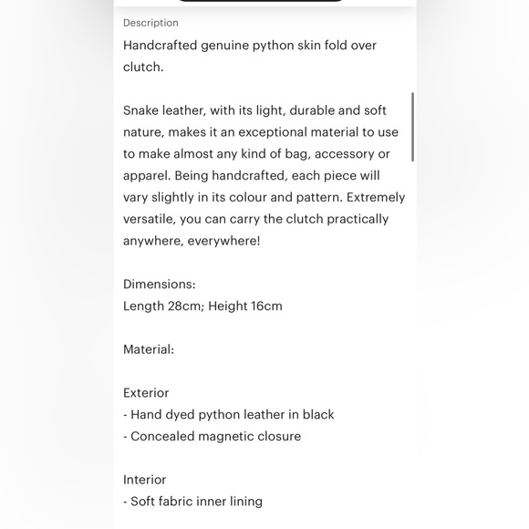 PARKER & HYDE phyton skin clutch perfect like new - Picture 4 of 6